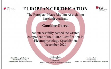 illustration Double certification Européenne en cardiologie pour Dr Garret